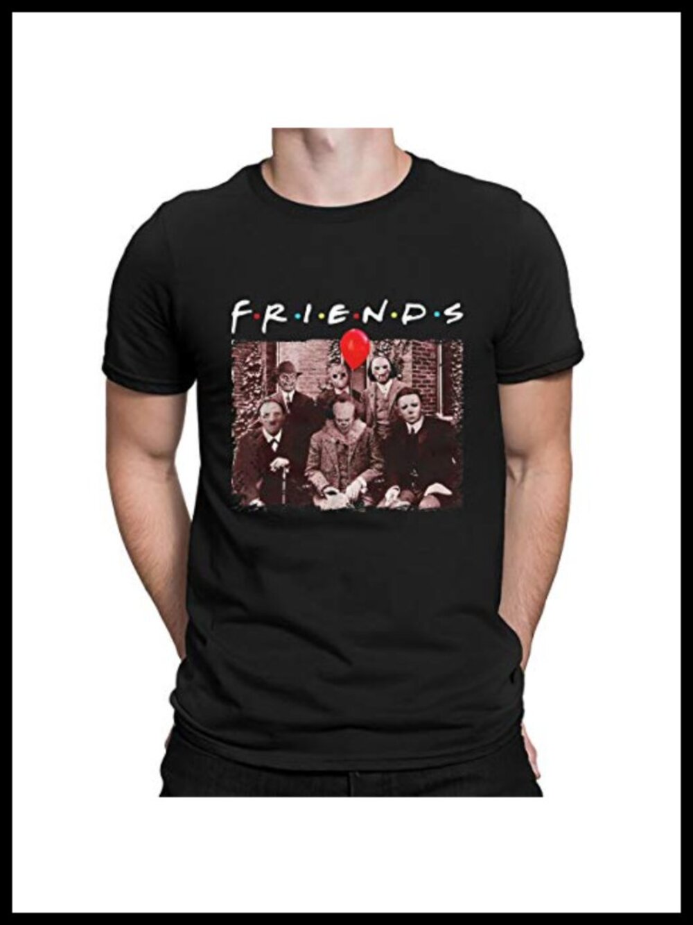 Tasuxe Horror Friends Halloween Graphic T-Shirt Men's Funny Short Sleeve